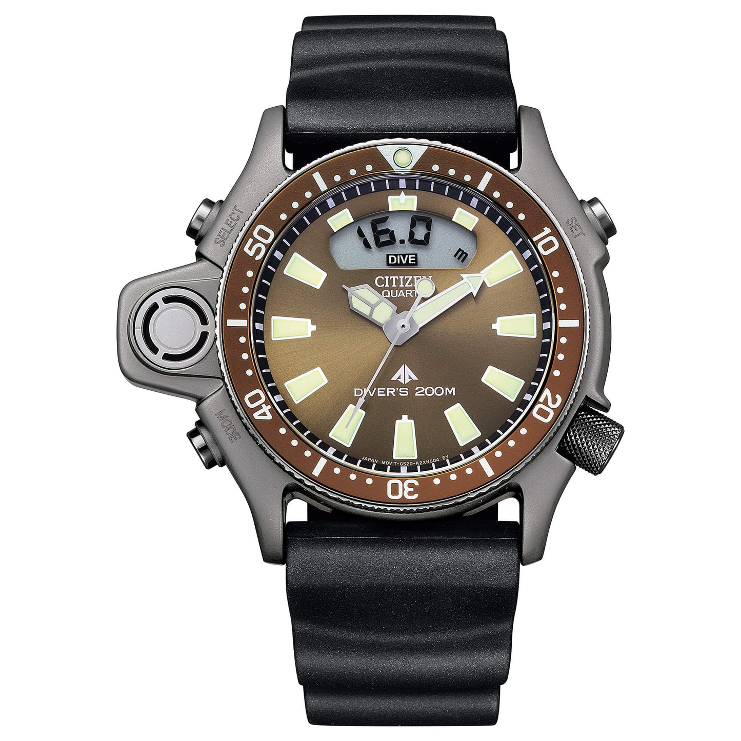 Orologio Citizen Promaster Aqualand I Limited Edition Diver's 200 Mt Anadigit 44 mm Marrone