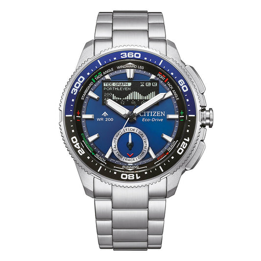 Orologio Citizen Promaster Wave Tracker Eco-Drive Anadigit 42 Mm Acciaio Braccialato Blu