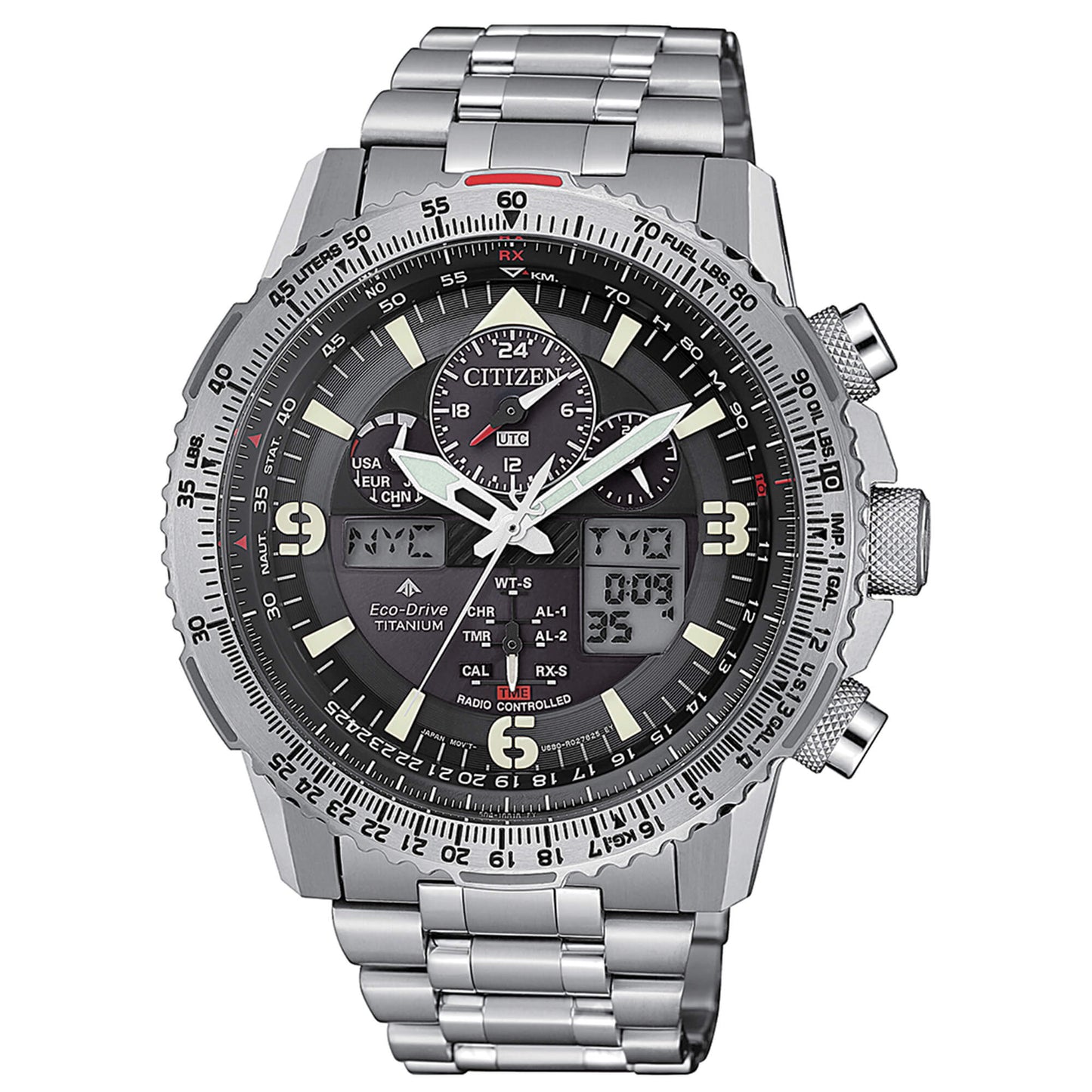 Orologio Citizen Radiocontrollato Skyhawk Super Titanio Eco-Drive Chrono 45 mm Nero