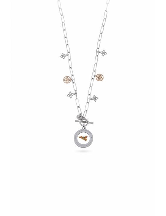 Collana Camurrìa Sicilia Bedda In Acciaio Con Charms