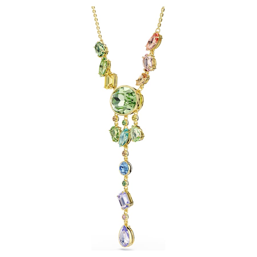 Collana Swarovski Gema Dangling Taglio misto, Multicolore, Placcato color oro