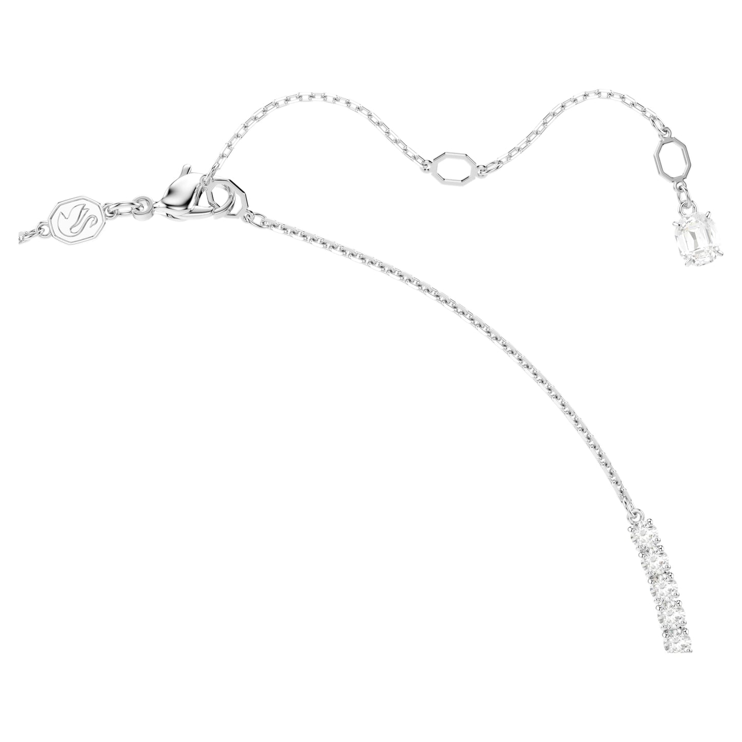 Collana a Y Swarovski Matrix Crystal Pearl, Taglio Round, Bianco, Placcato rodio