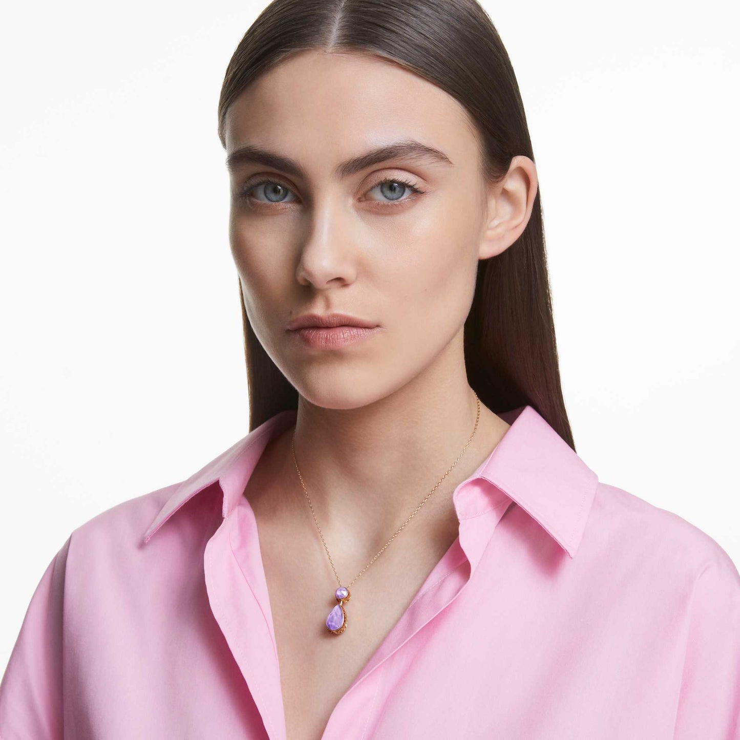 Collana Swarovski Chroma Taglio Drop, Piccola, Multicolore, Placcato color oro