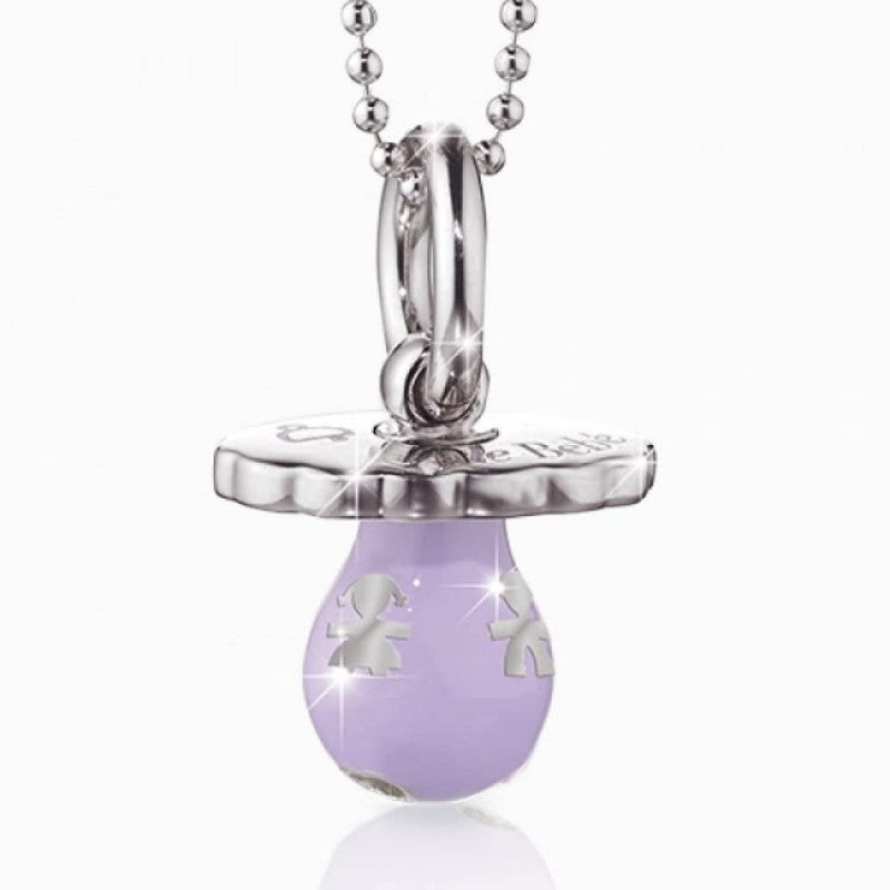 Collana Lebebé Suonamore Argento Ciondolo Ciuccio Smalto Lilla