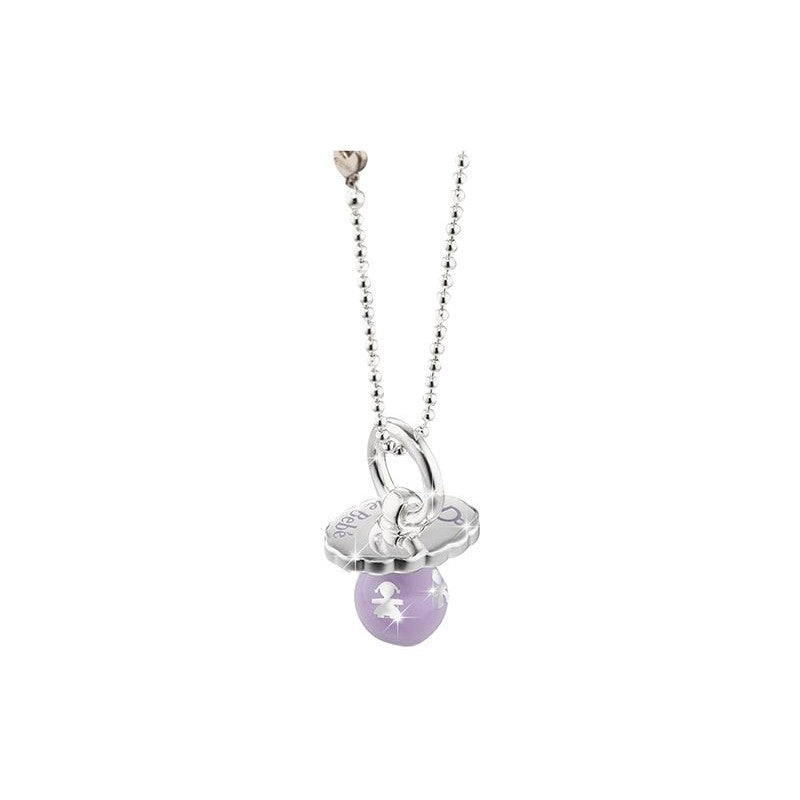 Collana Lebebé Suonamore Argento Ciondolo Ciuccio Smalto Lilla