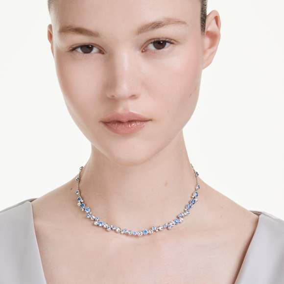 Collana Swarovski Constella Taglio misto, Blu, Placcato rodio