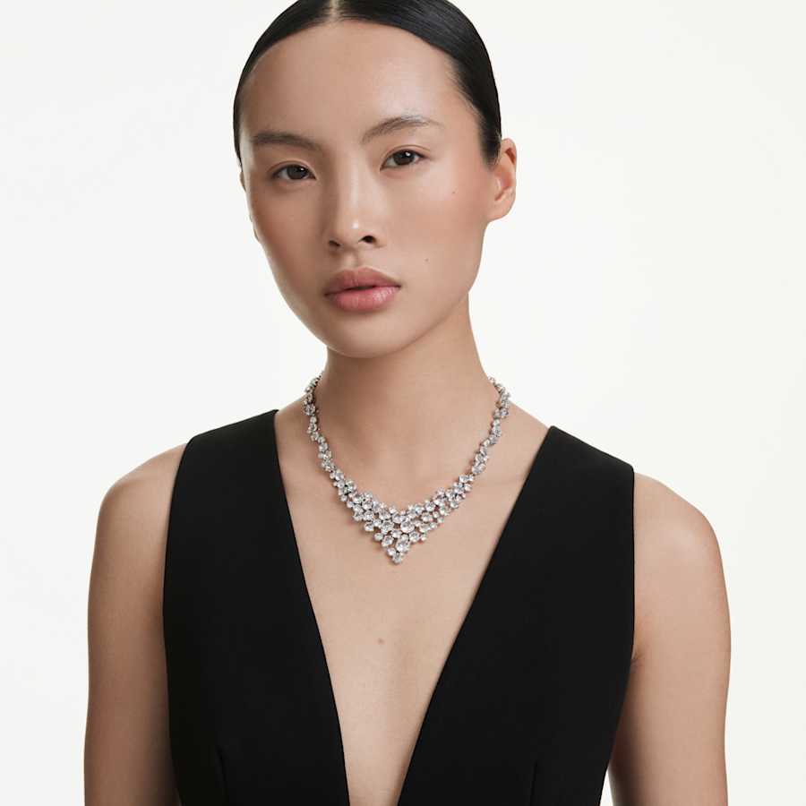 Collana Swarovski Constella Taglio misto, Chiusura, Bianca, Placcato rodio