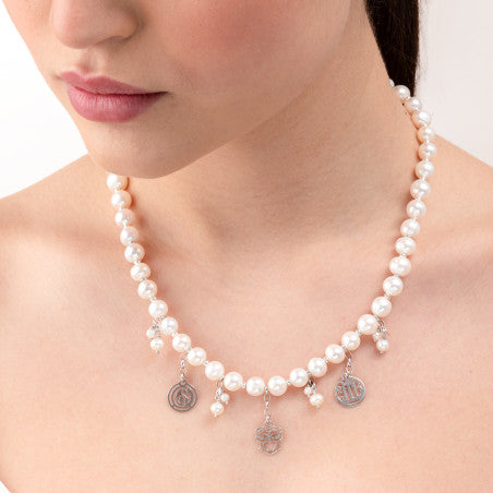 Collana Girocollo Gerardo Sacco Perle con pendenti in Argento Dorato