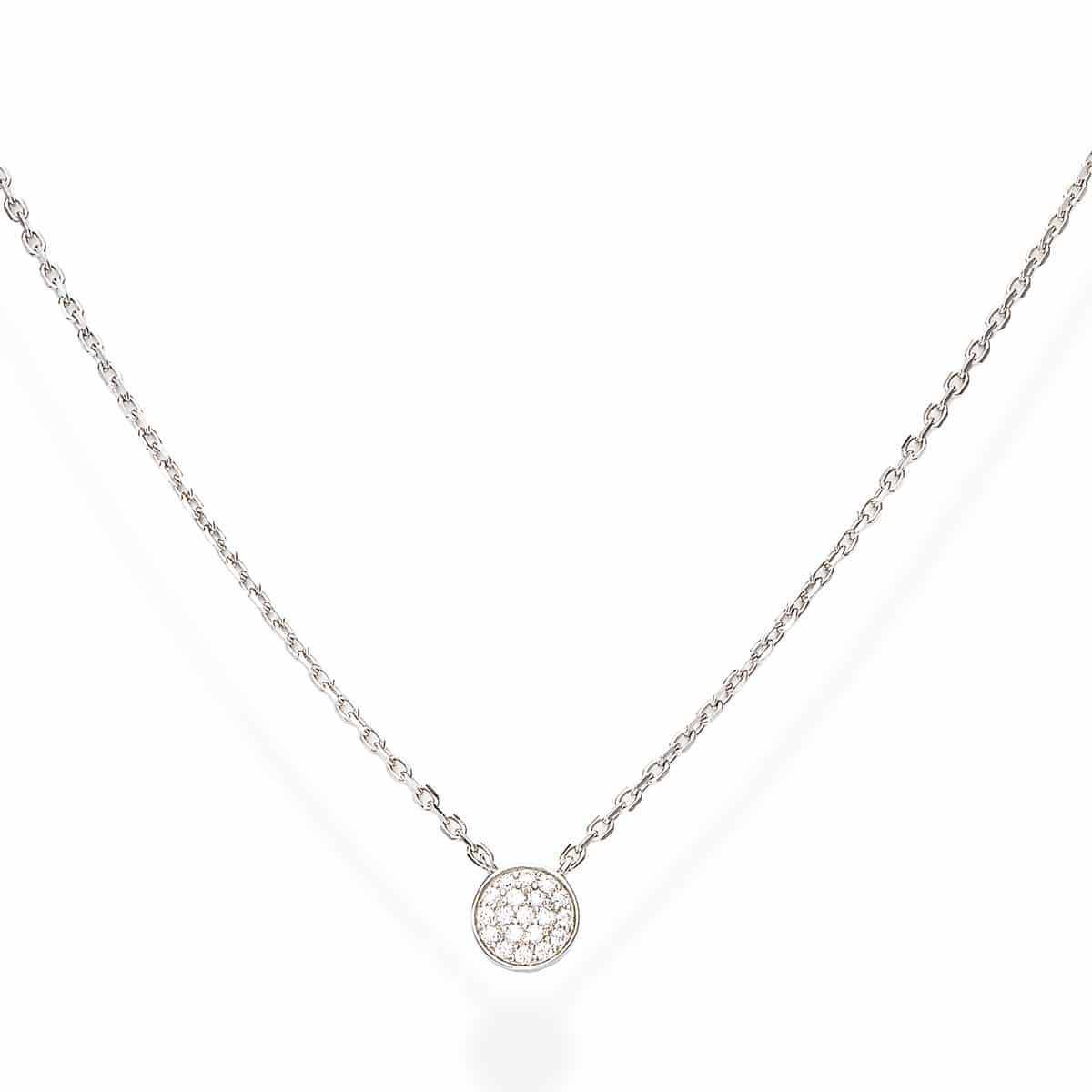 Collana Amen Diamonds Argento Pendente Bottoncino Zirconi