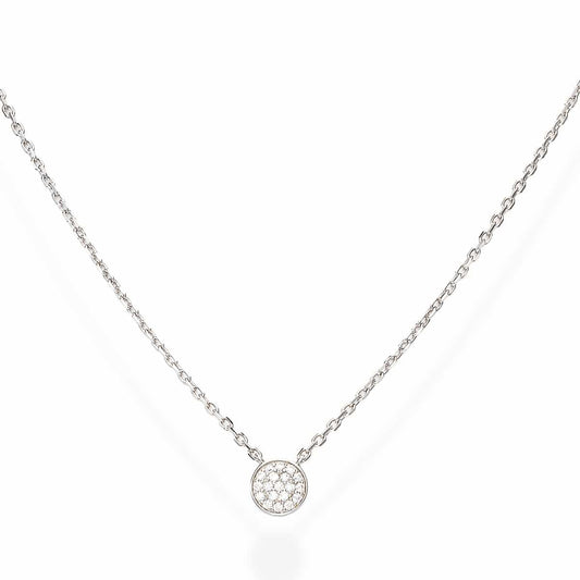 Collana Amen Diamonds Argento Pendente Bottoncino Zirconi