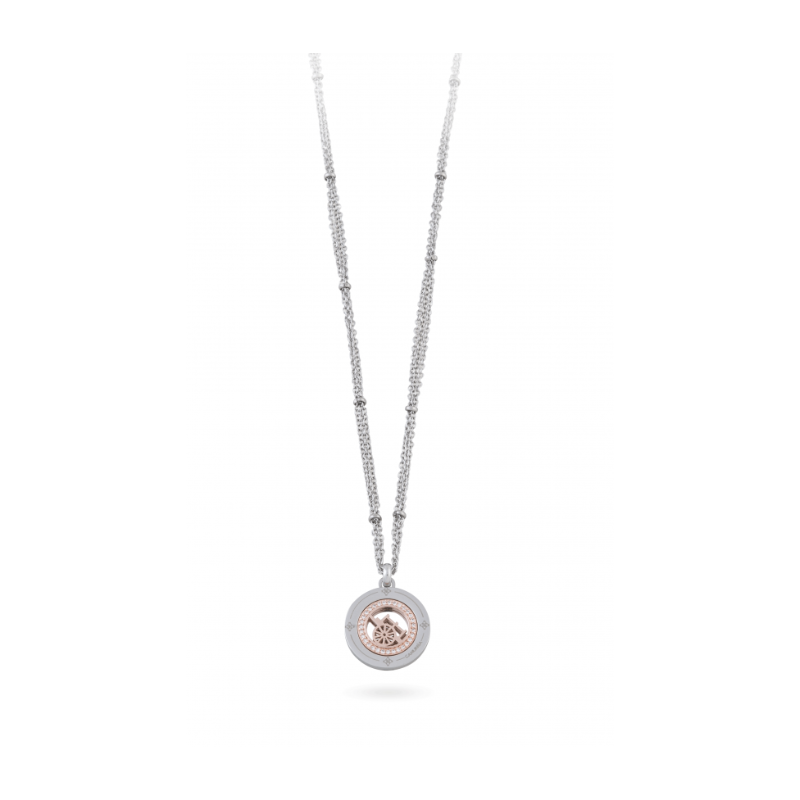 Collana Camurrìa U Carrettu Girocollo A Tre Fili Pendente Carretto Pvd Oro Rosa