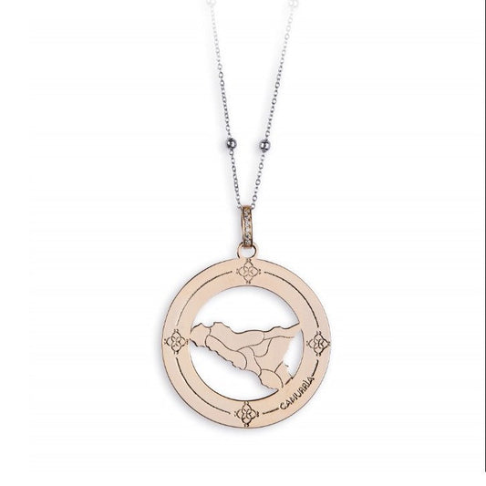 Collana Camurrìa A Tradizione Sicilia Bedda Acciao Ciondolo Grande Pvd Oro Rosa Traforato