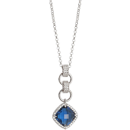 Collana Lunga Boccadamo Mediterranea Sharada Bronzo Argentato Cristalli Blu Contornati