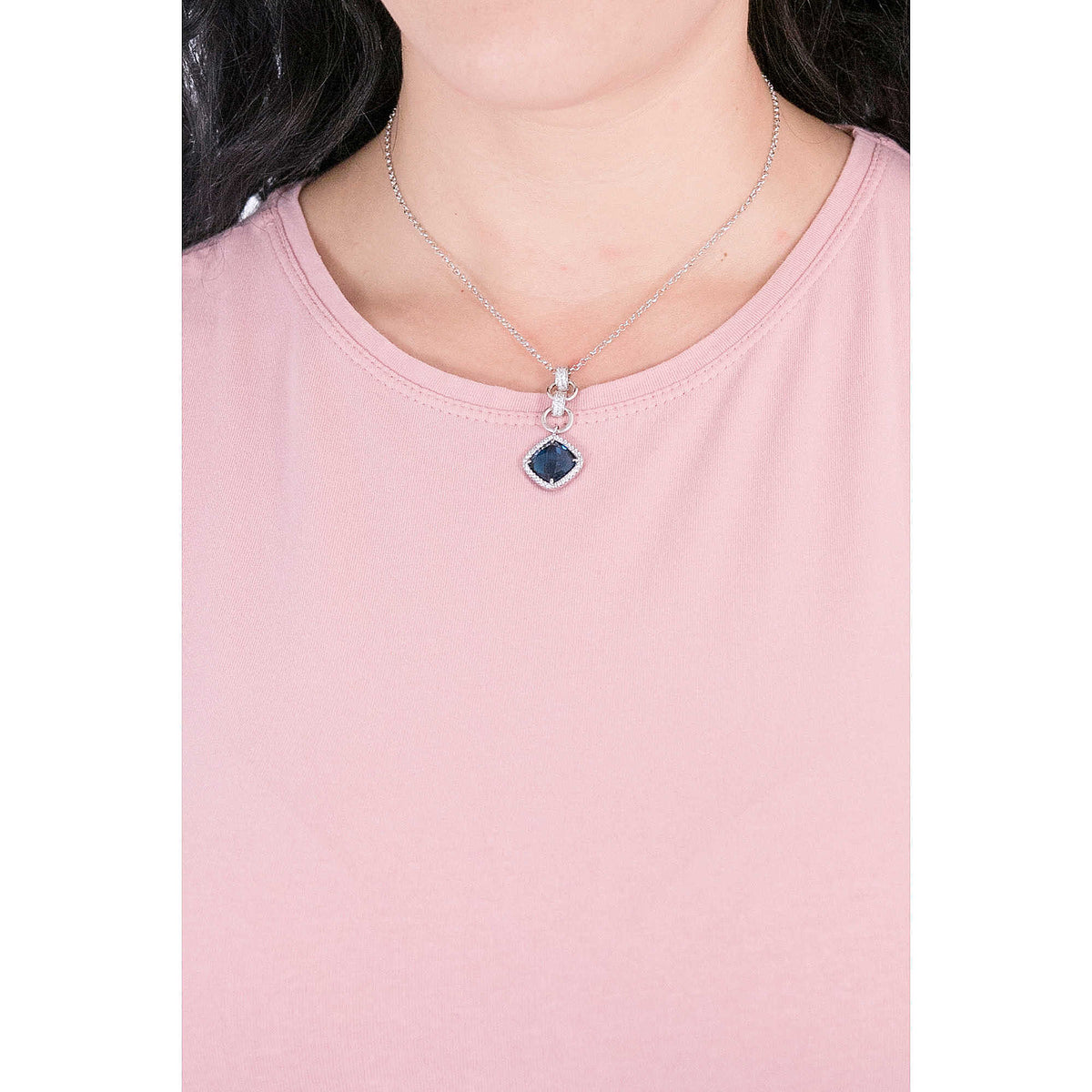 Collana Lunga Boccadamo Mediterranea Sharada Bronzo Argentato Cristalli Blu Contornati