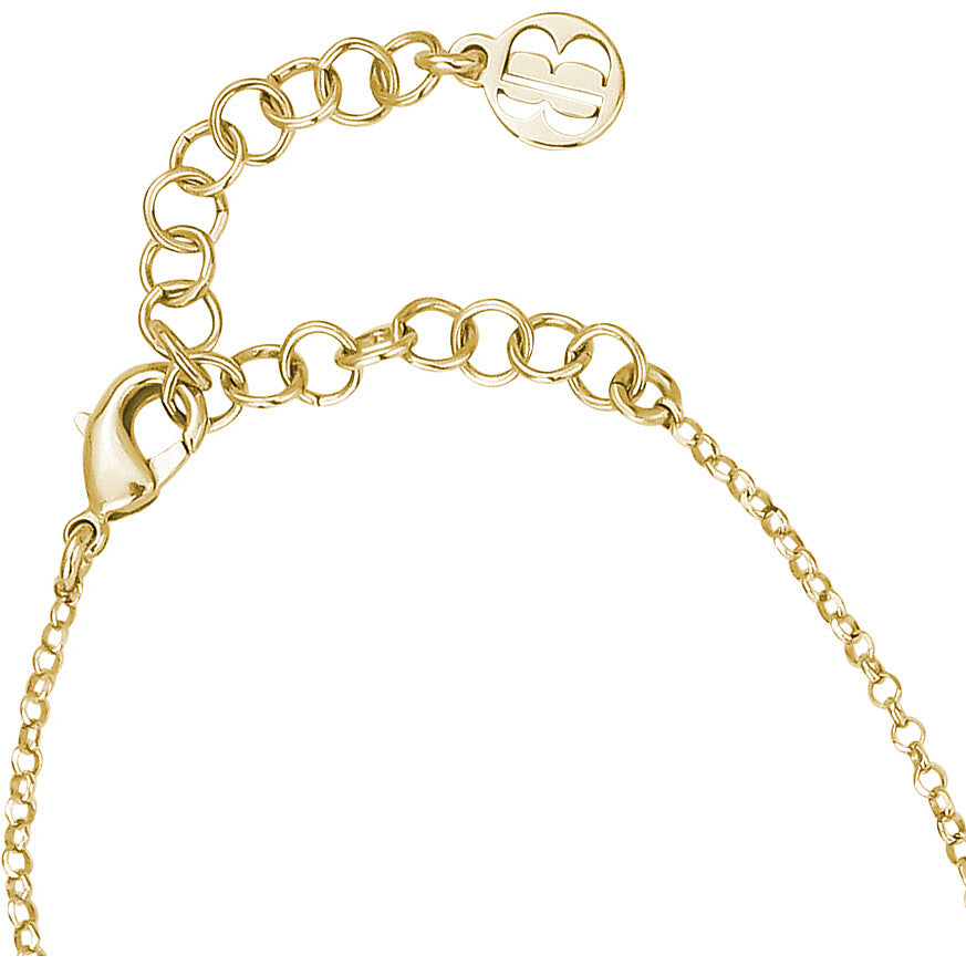 Collana Boccadamo Mediterranea Sharada Bronzo Pvd Oro Pendente Cuore Pavè + Cerchio e Cristallo Blu