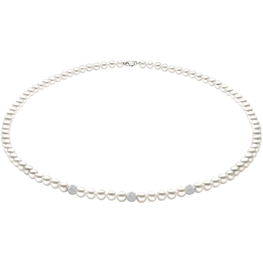 Collana Comete Fili Fantasia Oro Bianco Perle e Sfere Diamantate