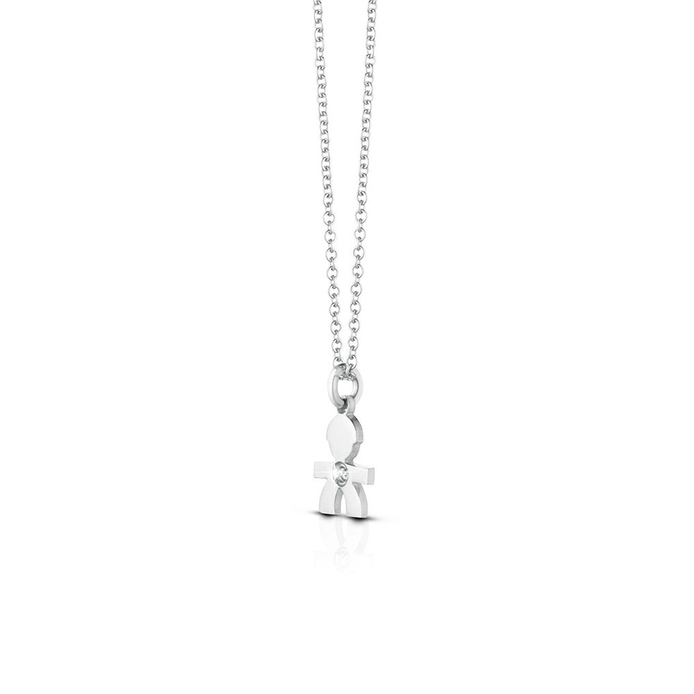 Collana Lebebé Briciole Oro Bianco 18 Kt Pendente Bimbo Diamantino