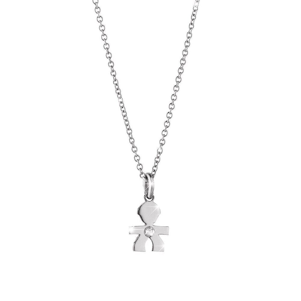 Collana Lebebé Briciole Oro Bianco 18 Kt Pendente Bimbo Diamantino
