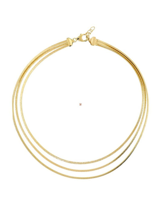 Collana Multifilo Etrusca Lega Golden Placcata Oro 18 Kt Tubogas