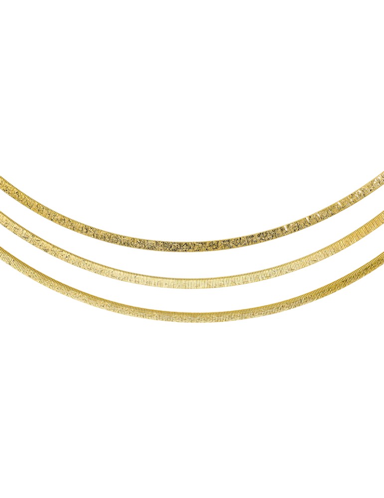 Collana Multifilo Etrusca Lega Golden Placcata Oro 18 Kt Tubogas