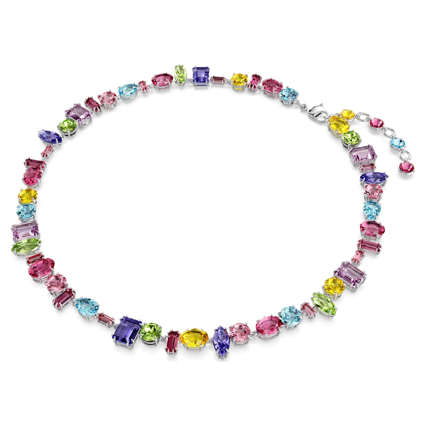 Collana Swarovski Gema Taglio misto, Multicolore, Placcato rodio