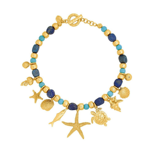 Collana Giovanni Raspini Nomad Grand Bleu Bronzo Bagno D'Oro 18 Kt