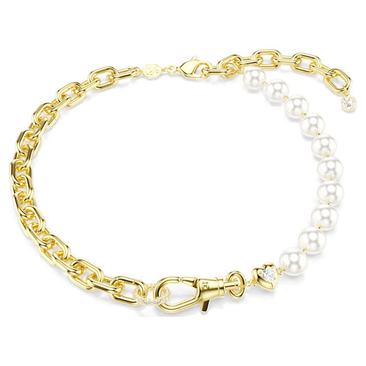 Collana Swarovski Idyllia Versatile Crystal Pearl, Bianca, Placcato color oro