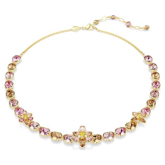Collana Swarovski Idyllia Taglio misto, Fiore, Multicolore, Placcato color oro