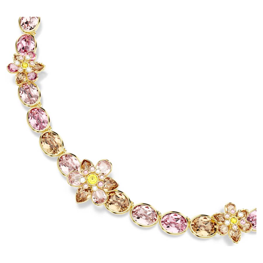 Collana Swarovski Idyllia Taglio misto, Fiore, Multicolore, Placcato color oro