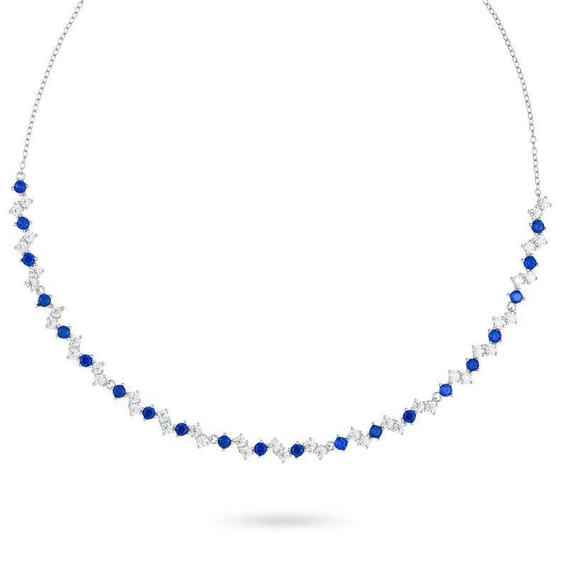 Collana Girocollo Boccadamo Sophie Argento Centrale Zirconi Bianchi/Blu