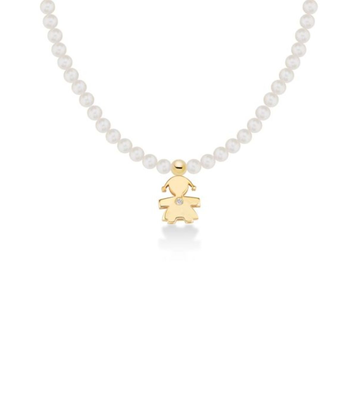 Collana Lebebé Le Perle In Oro Giallo Pendente Bimba Diamante