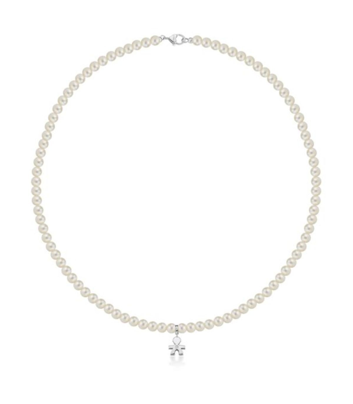 Collana Lebebé Le Perle Filo Chiusura Ob Pendente Bimbo Ob e Diamante