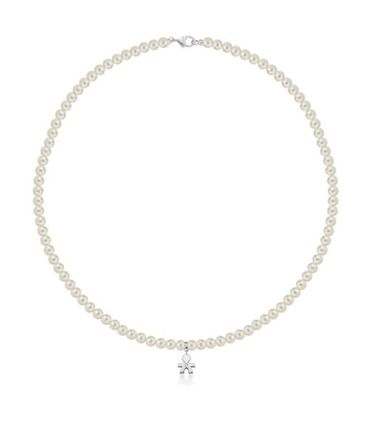 Collana Lebebé Le Perle Filo Chiusura Ob Pendente Bimbo Ob e Diamante