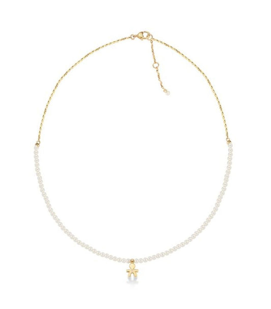 Collana Lebebé Le Perle Oro Giallo e Perle Pendente Bimbo Diamante