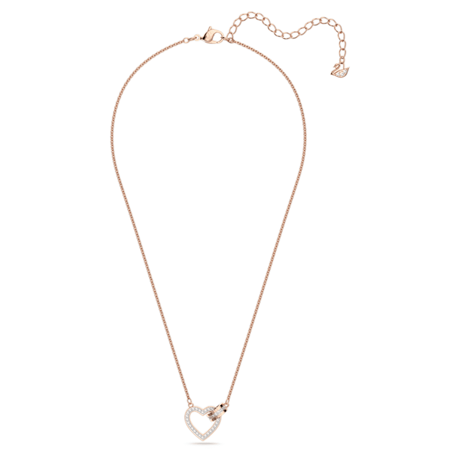 Collana Swarovski Lovely Cuore, Bianca, Placcato color oro rosa