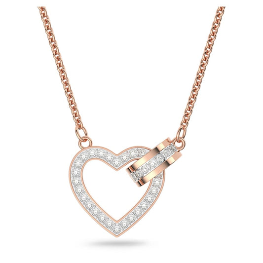 Collana Swarovski Lovely Cuore, Bianca, Placcato color oro rosa
