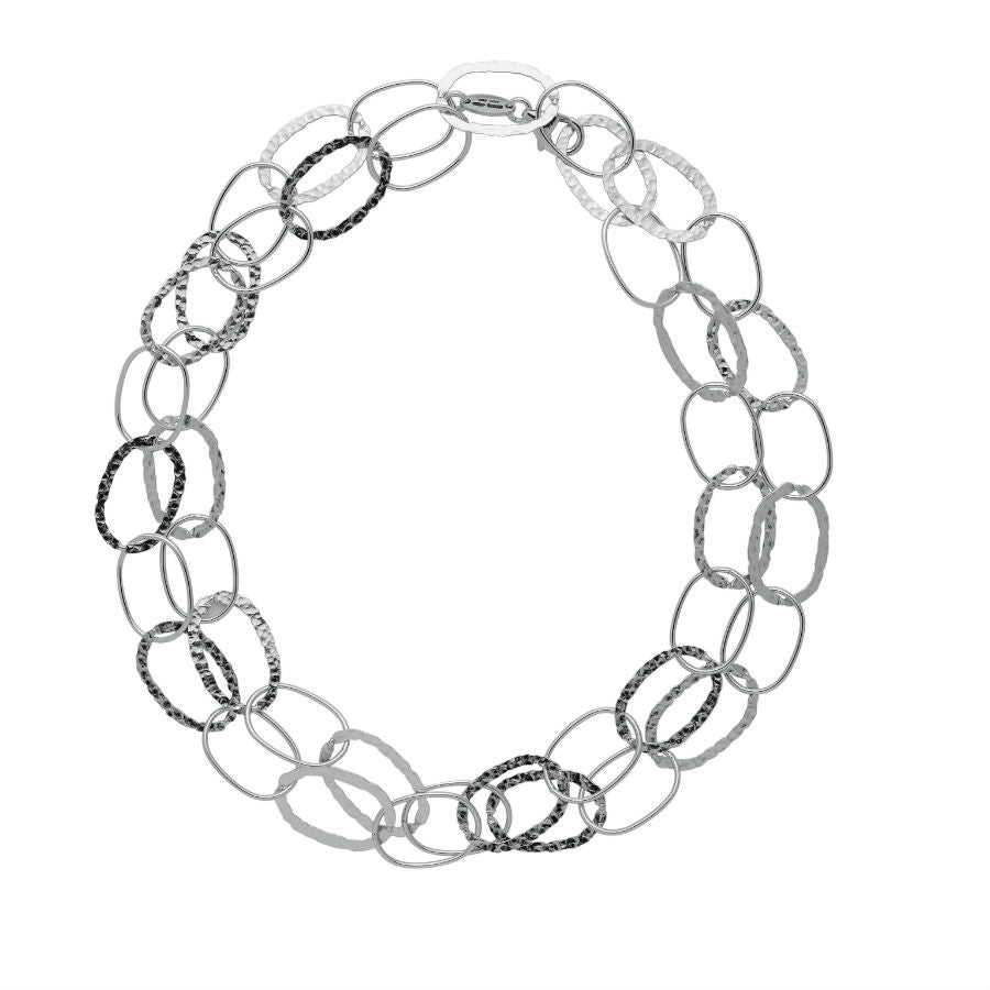 Collana in Argento Giovanni Raspini Catene Maglia Ovale Martellata