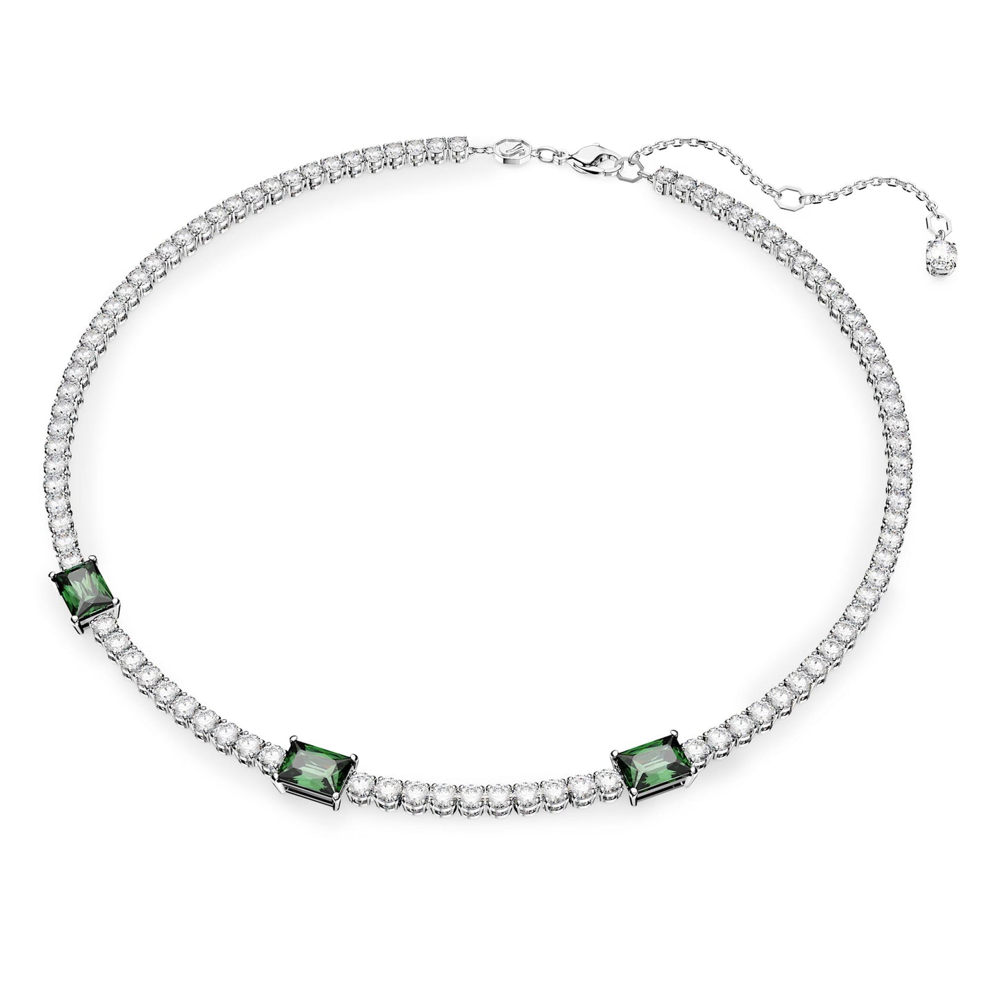 Collana Swarovski Matrix Tennis Taglio misto, Verde, Placcato rodio