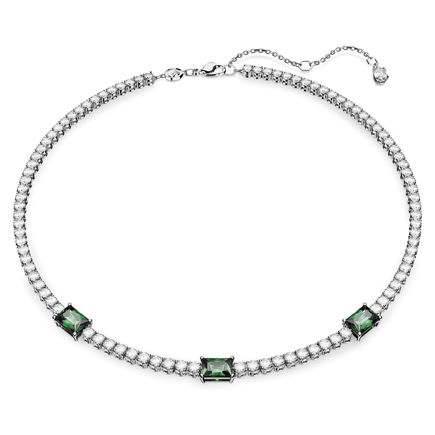 Collana Swarovski Matrix Tennis Taglio misto, Verde, Placcato rodio