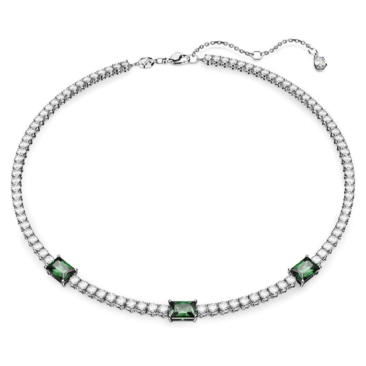 Collana Swarovski Matrix Tennis Taglio misto, Verde, Placcato rodio
