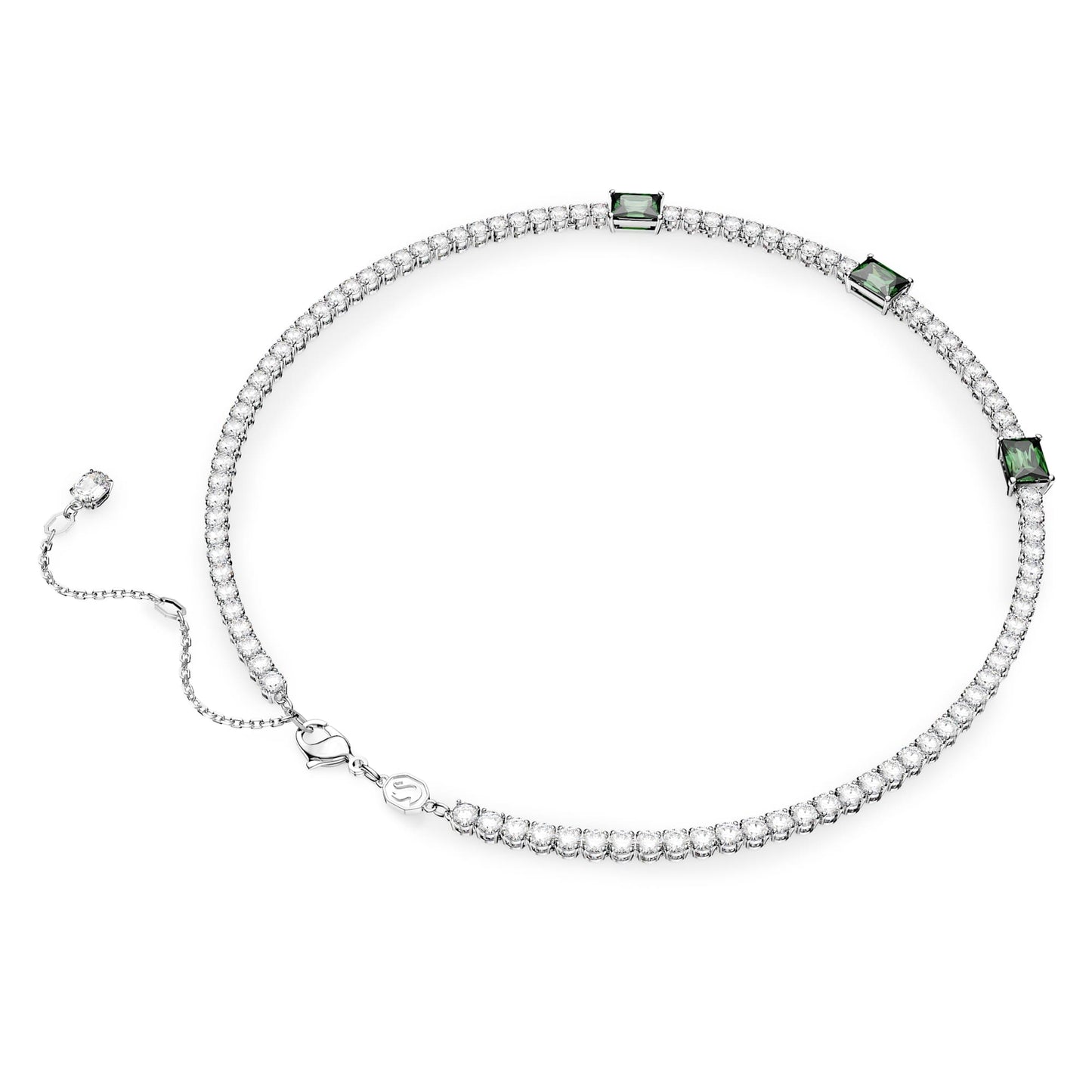 Collana Swarovski Matrix Tennis Taglio misto, Verde, Placcato rodio