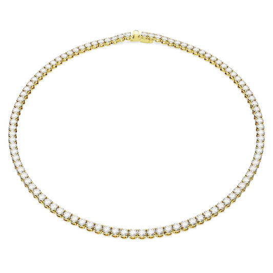 Collana Swarovski Re Matrix Tennis Taglio Round, Bianca, Placcato color oro - Misura M