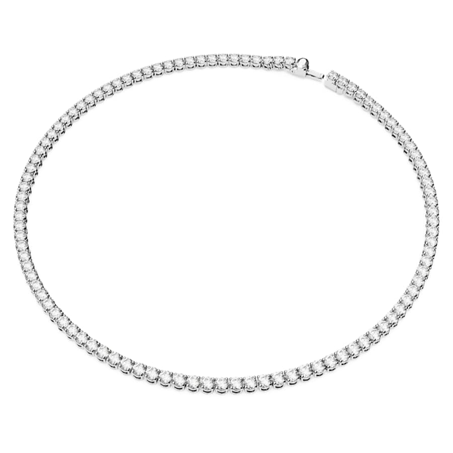 Collana Swarovski Re Matrix Tennis Taglio Round, Bianca, Placcato rodio - Misura M
