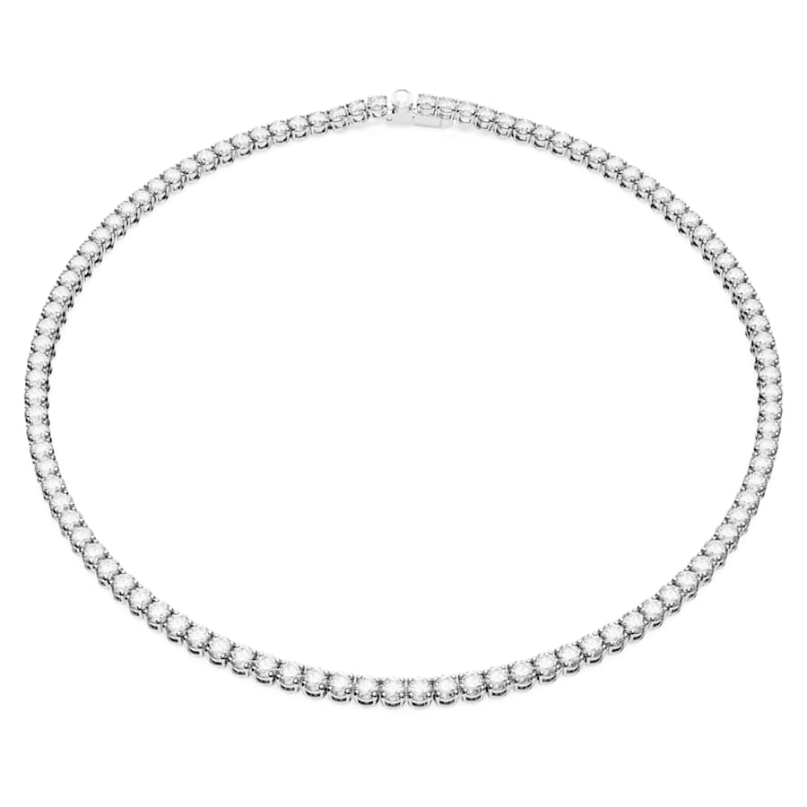 Collana Swarovski Re Matrix Tennis Taglio Round, Bianca, Placcato rodio - Misura M