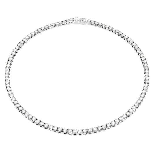 Collana Swarovski Re Matrix Tennis Taglio Round, Bianca, Placcato rodio - Misura M