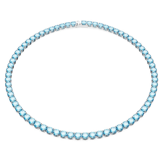 Collana Swarovski Matrix Tennis Taglio tondo, Media, Blu, Placcato rodio