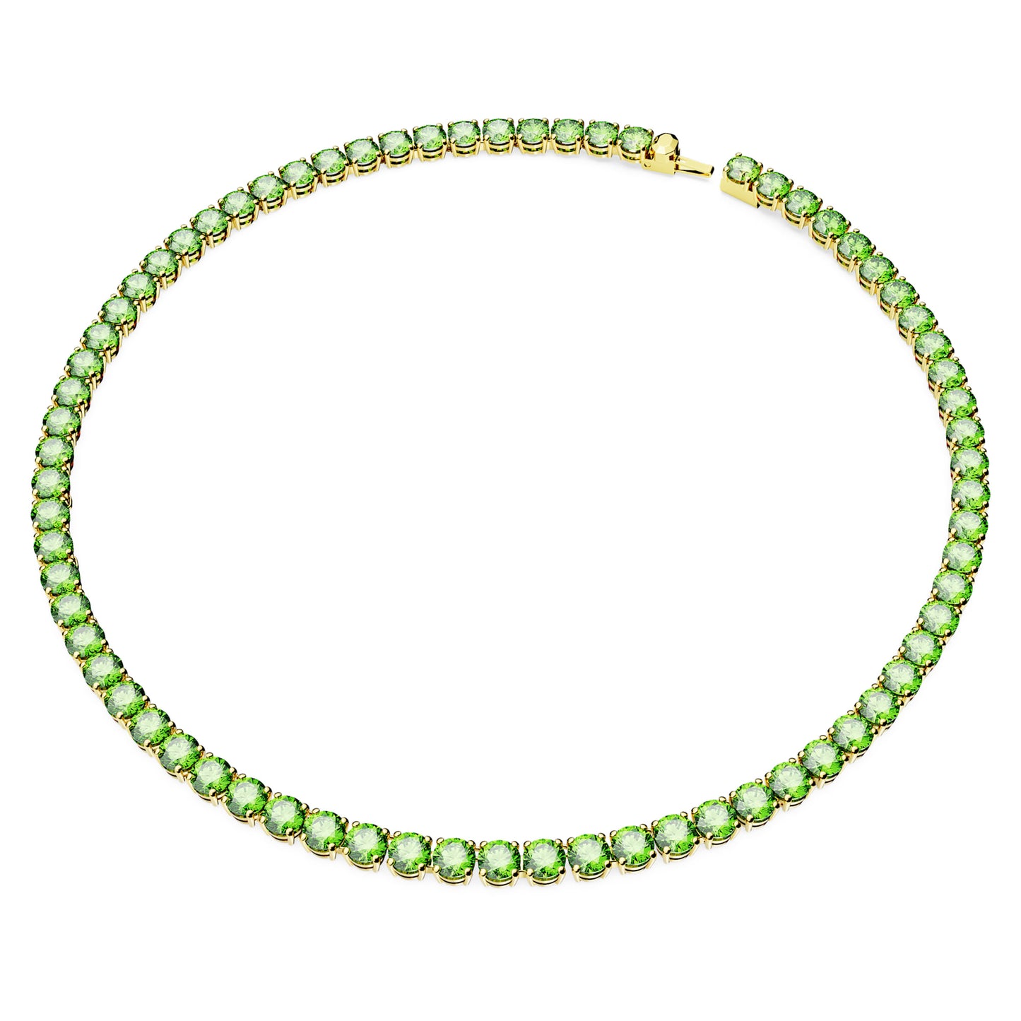 Collana Swarovski Matrix Tennis Taglio tondo, Media, Verde, Placcato color oro