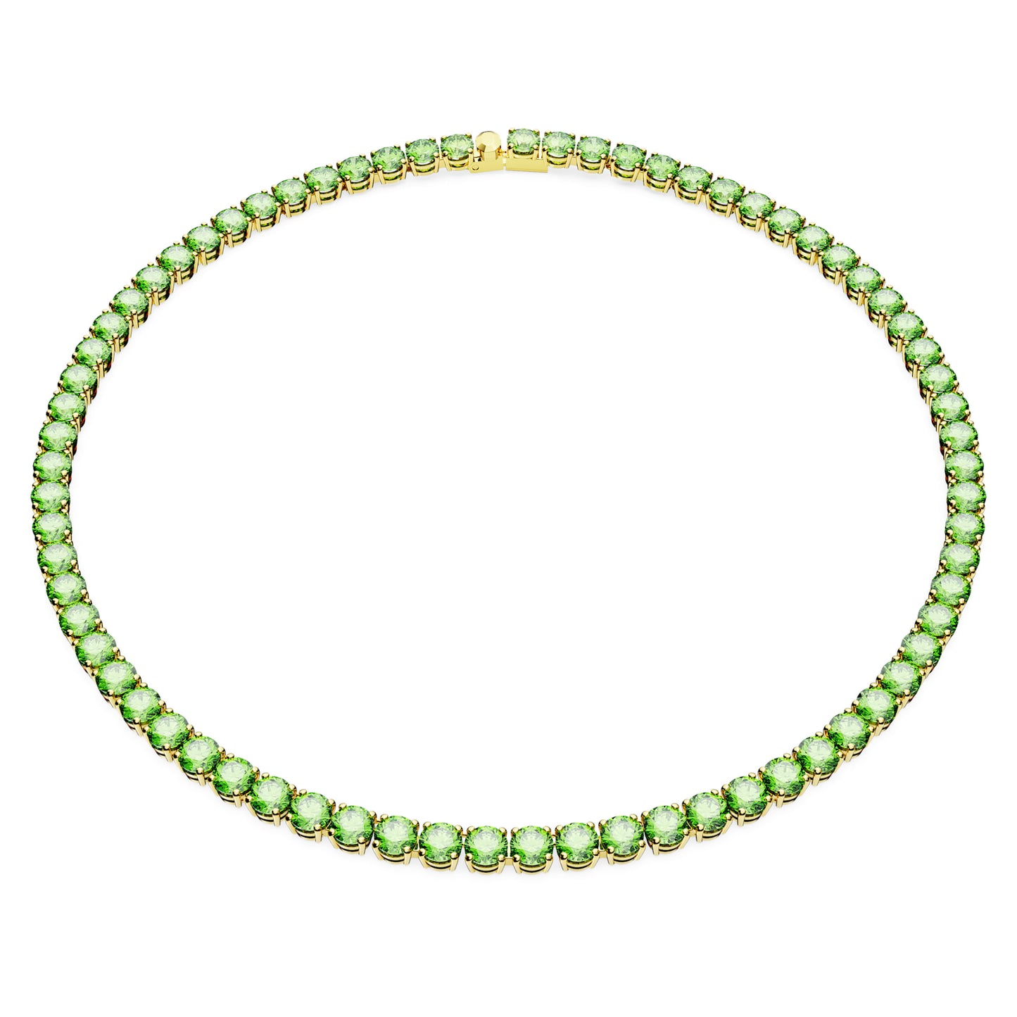 Collana Swarovski Matrix Tennis Taglio tondo, Media, Verde, Placcato color oro