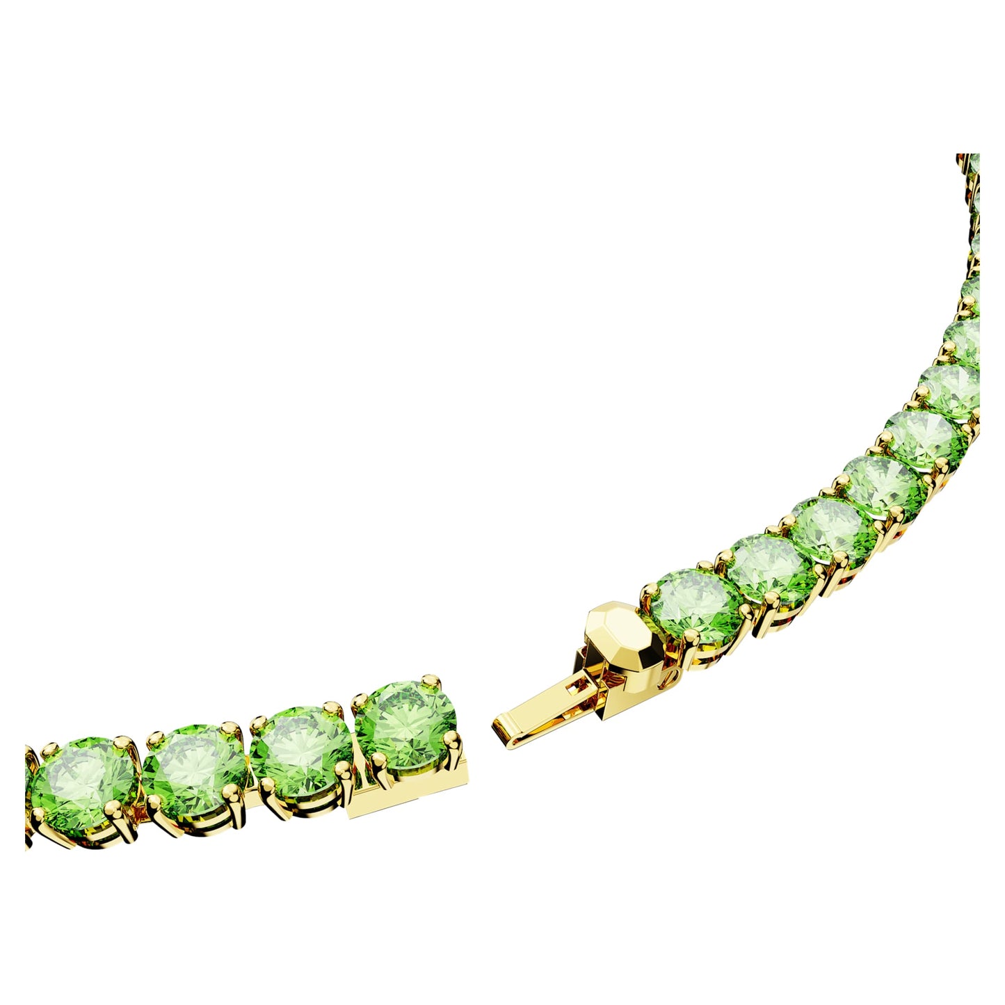 Collana Swarovski Matrix Tennis Taglio tondo, Media, Verde, Placcato color oro