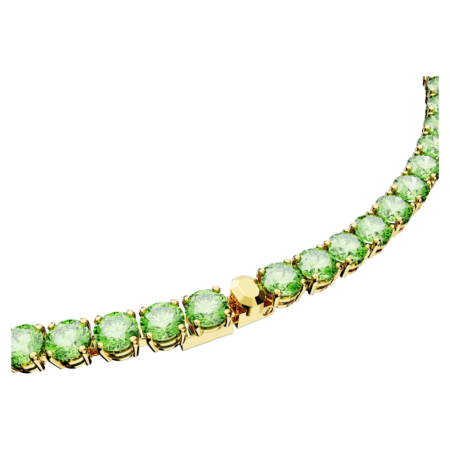 Collana Swarovski Matrix Tennis Taglio tondo, Media, Verde, Placcato color oro